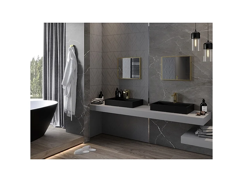 Mexen Loft rectangular bathroom mirror 50 x 40 cm, gold frame - 9852-050-040-000-50