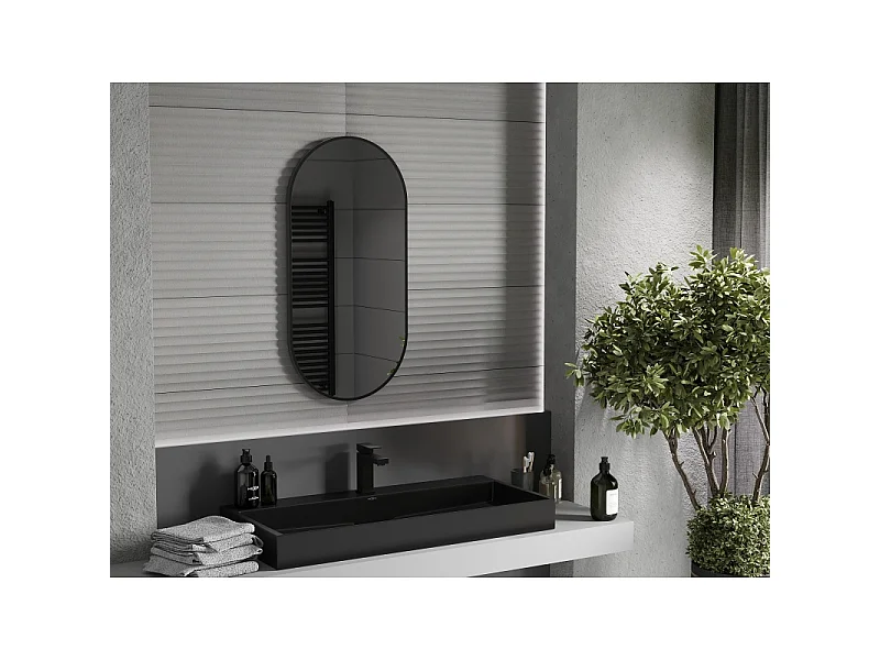 Mexen Loft Ovaler Badezimmerspiegel 90 x 45 cm, schwarzer Rahmen - 9851-090-045-000-70