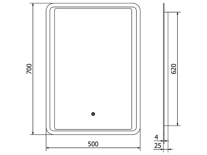 Mexen Zusa miroir de salle de bain rétroéclairé 50 x 70 cm, LED 6000K, antibuée - 9808-050-070-611-00