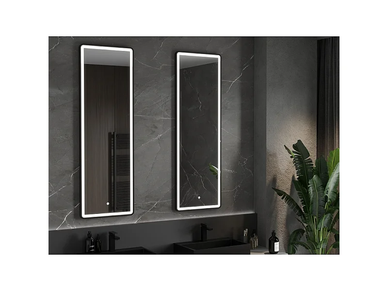 Mexen Coro kopalniško kopalniško ogledalo 50 x 150 cm, LED 6000K, proti megli, črni okvir - 9817-050-150-611-70