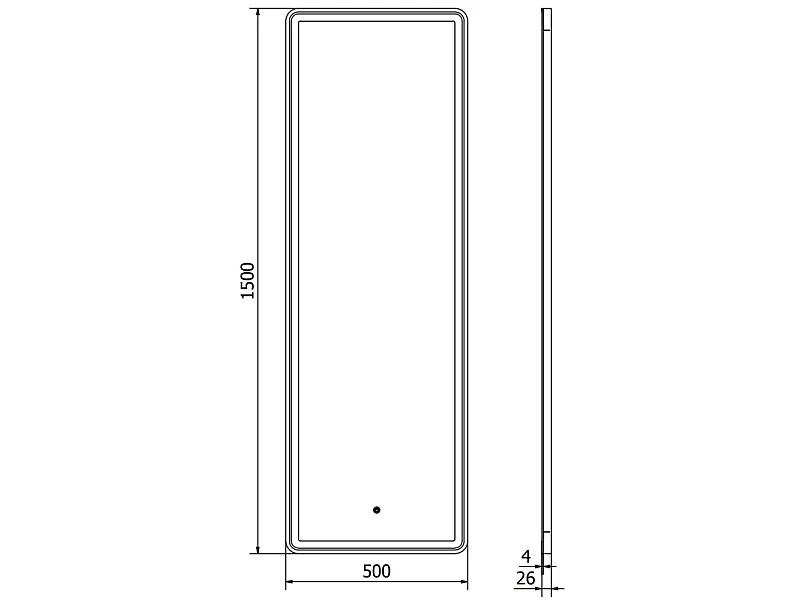 Mexen Coro kopalniško kopalniško ogledalo 50 x 150 cm, LED 6000K, proti megli, črni okvir - 9817-050-150-611-70