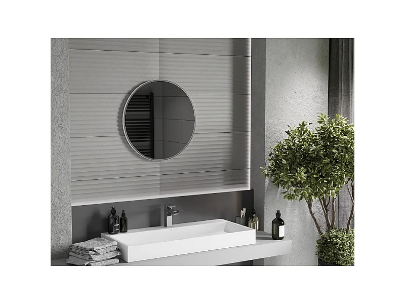 Mexen Loft runde Badezimmer Spiegel 60 cm, Edelstahlrahmen - 9850-060-060-000-10