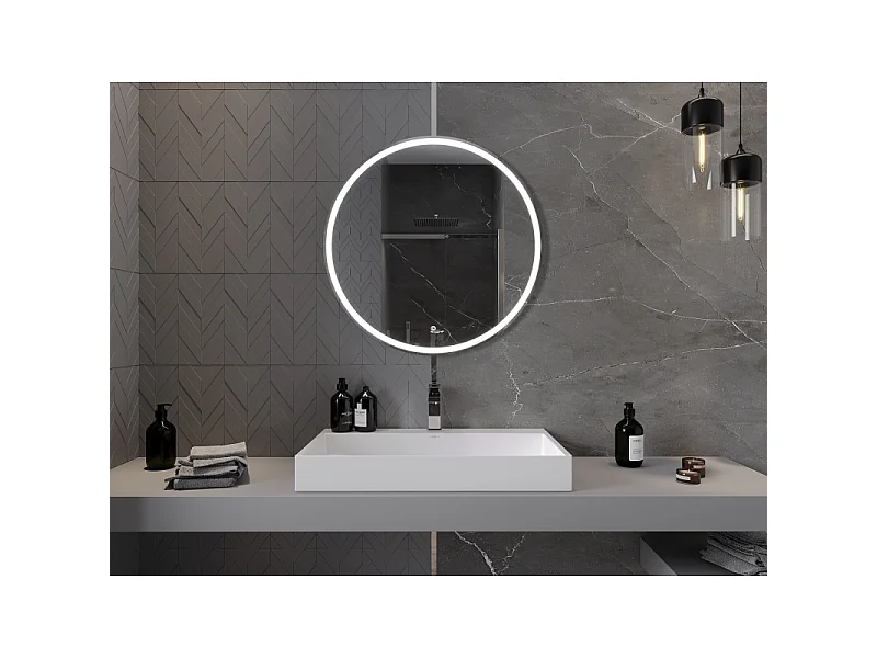 Mexen Gobi miroir de salle de bain éclairé, rond 80 cm, LED 6000K, antibuée - 9801-080-080-611-00