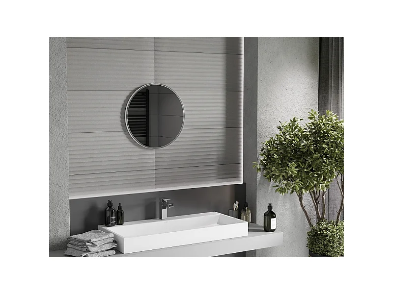 Mexen Loft miroir de salle de bain rond 50 cm, cadre inox - 9850-050-050-000-10