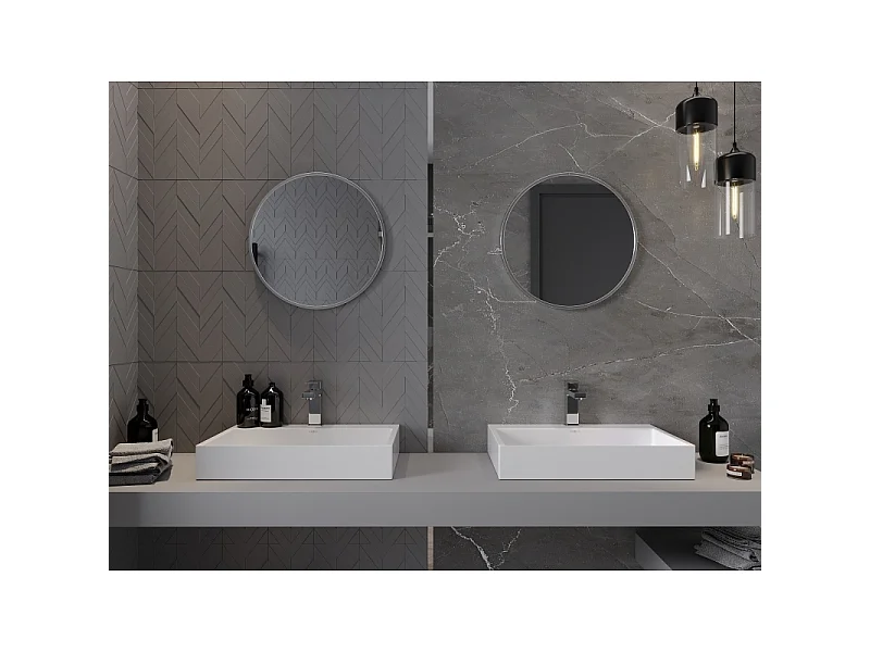 Mexen Loft miroir de salle de bain rond 50 cm, cadre inox - 9850-050-050-000-10