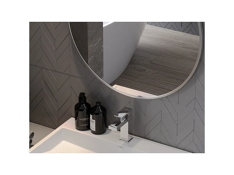 Mexen Loft miroir de salle de bain rond 50 cm, cadre inox - 9850-050-050-000-10