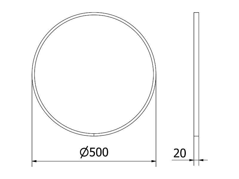 Mexen Loft miroir de salle de bain rond 50 cm, cadre inox - 9850-050-050-000-10