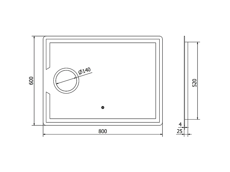 Mexen Onyx beleuchteter Badezimmerspiegel mit Kosmetikspiegel 80 x 60 cm, LED 6000K, Antibeschlag - 9813-080-060-611-00