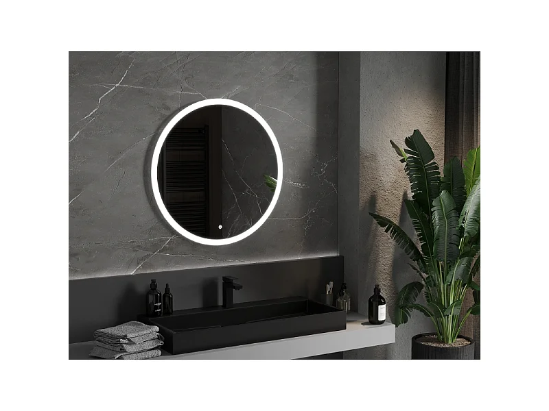 Mexen Oro miroir de salle de bain éclairé, rond 80 cm, LED 6000K, anti-buée - 9824-080-080-611-00