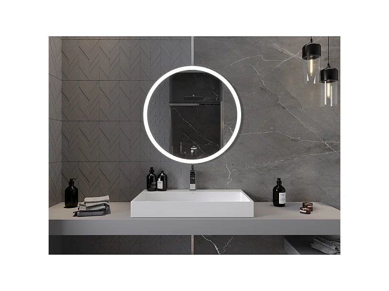 Mexen Oro miroir de salle de bain éclairé, rond 80 cm, LED 6000K, anti-buée - 9824-080-080-611-00