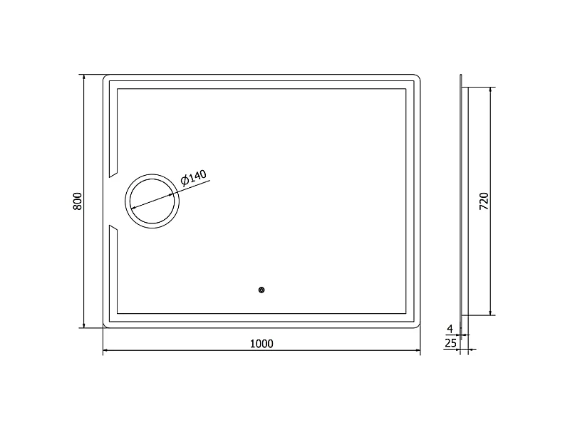 Mexen Onyx miroir de salle de bain éclairé avec miroir cosmétique 100 x 80 cm, LED 6000K, anti-buée - 9813-100-080-611-00