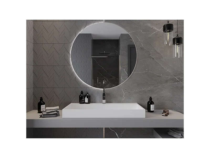 Mexen Erg miroir de salle de bain éclairé, rond 100 cm, LED 6000K, anti-buée - 9823-100-100-611-00