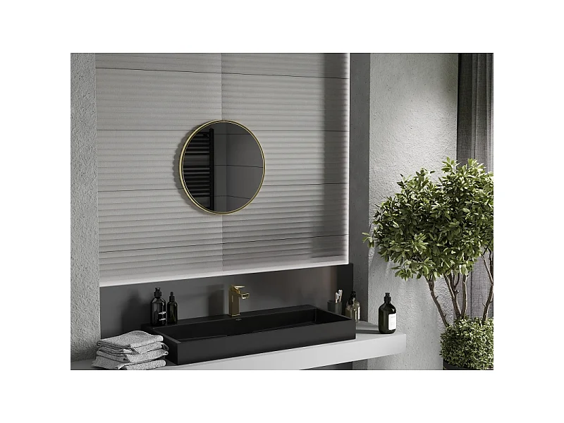 Mexen Loft miroir de salle de bain rond 35 cm, cadre doré - 9850-035-035-000-50