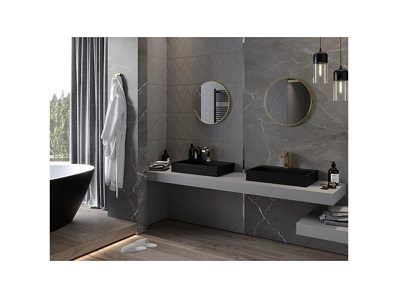 Mexen Loft miroir de salle de bain rond 35 cm, cadre doré - 9850-035-035-000-50