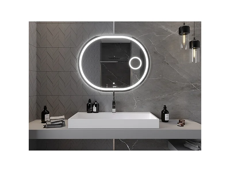 Mexen Umba Miroir de salle de bain éclairé avec miroir cosmétique 100 x 80 cm, LED 6000K, antibuée - 9822-100-080-611-00