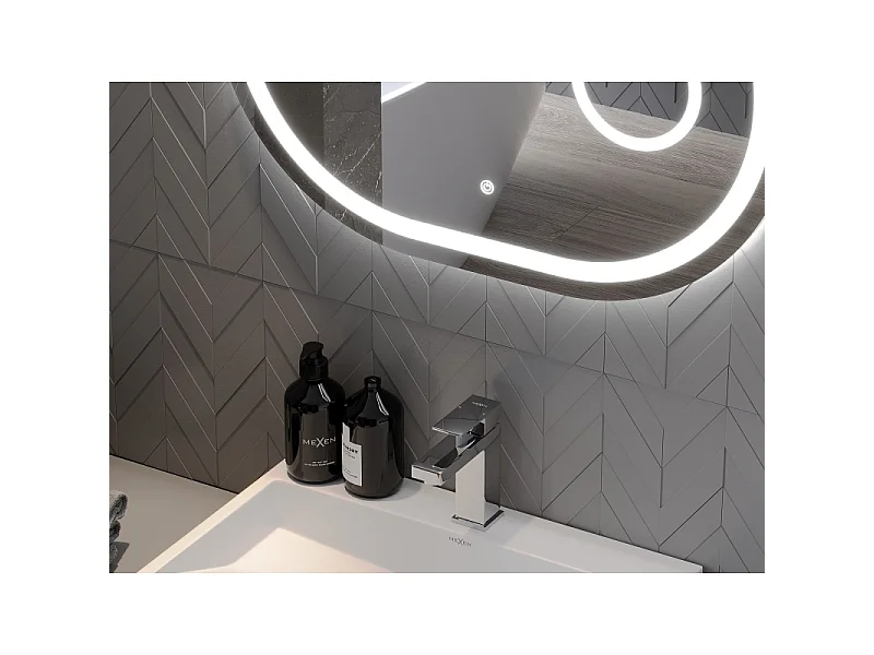 Mexen Umba Miroir de salle de bain éclairé avec miroir cosmétique 100 x 80 cm, LED 6000K, antibuée - 9822-100-080-611-00