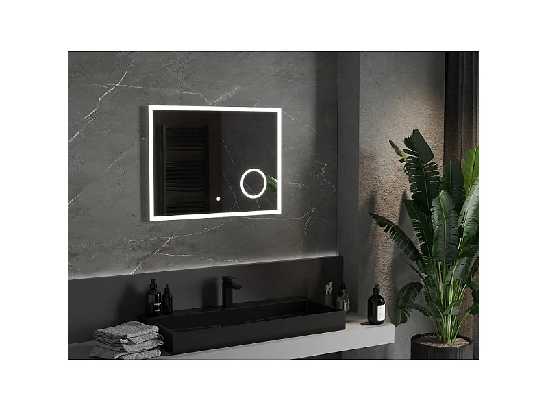 Mexen Kala beleuchteter Badezimmerspiegel mit Kosmetikspiegel 80 x 60 cm, LED 6000K, Antibeschlag - 9820-080-060-611-00