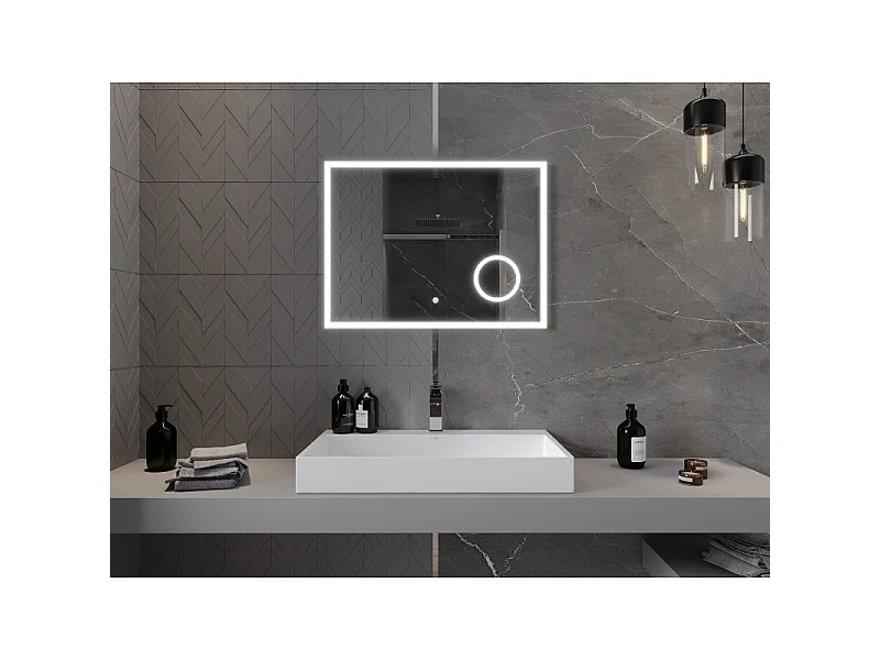 Mexen Kala beleuchteter Badezimmerspiegel mit Kosmetikspiegel 80 x 60 cm, LED 6000K, Antibeschlag - 9820-080-060-611-00