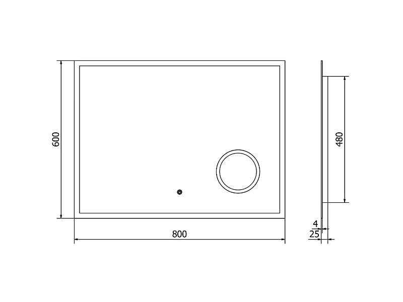 Mexen Kala beleuchteter Badezimmerspiegel mit Kosmetikspiegel 80 x 60 cm, LED 6000K, Antibeschlag - 9820-080-060-611-00