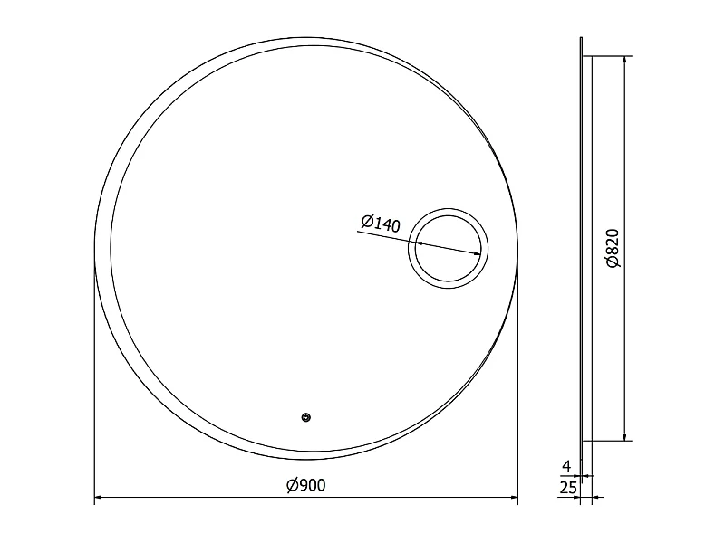 Mexen Ella miroir de salle de bain éclairé avec miroir cosmétique, rond 100 cm, LED 6000K, antibuée - 9811-100-100-611-00