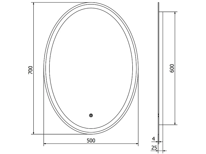 Mexen Elz miroir de salle de bain rétroéclairé 50 x 70 cm, LED 6000K, anti-buée - 9802-050-070-611-00