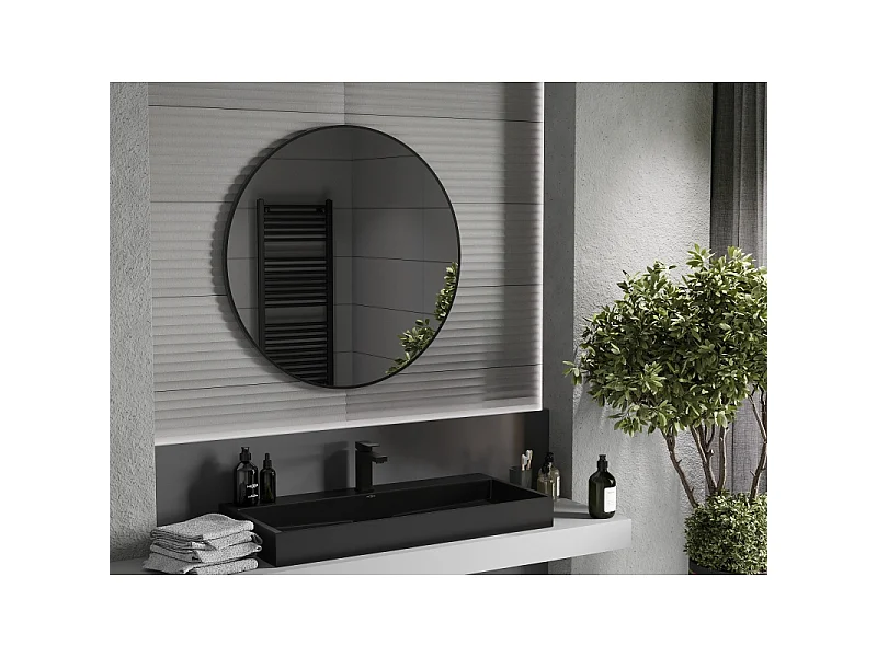 Mexen Loft lustro łazienkowe okragłe 90 cm, rama czarna - 9850-090-090-000-70