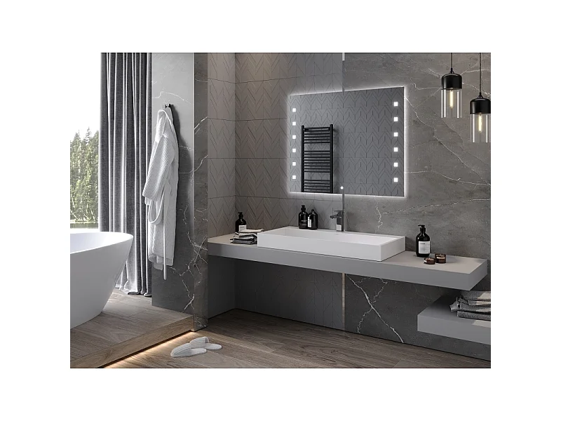 Mexen Ner miroir de salle de bains éclairé 100 x 80 cm, LED 6000K, antibuée - 9809-100-080-611-00
