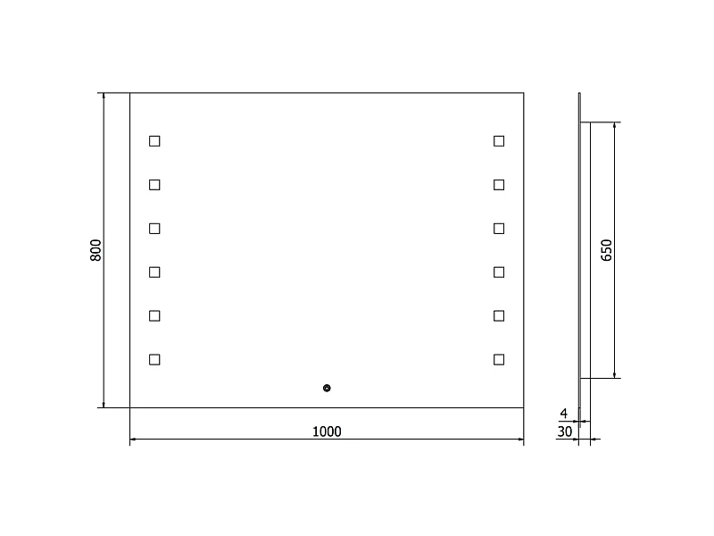Mexen Ner miroir de salle de bains éclairé 100 x 80 cm, LED 6000K, antibuée - 9809-100-080-611-00