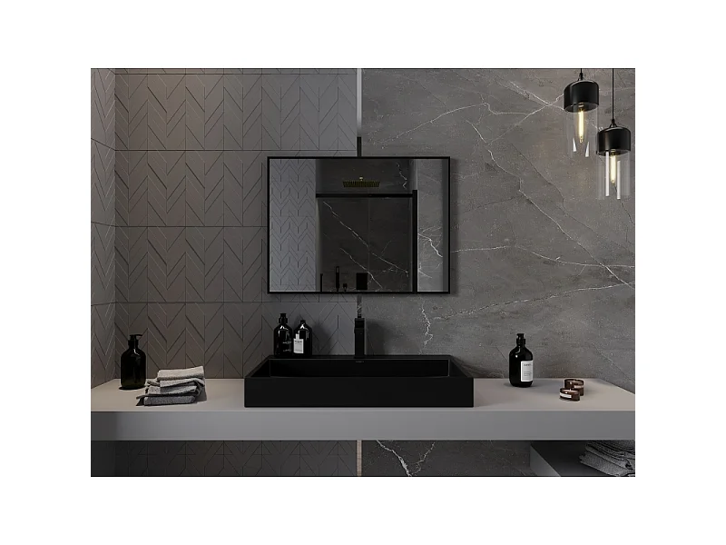 Mexen Loft Bathroom Mirror Rectangular 80 x 60 cm, Black Frame - 9852-080-060-000-70