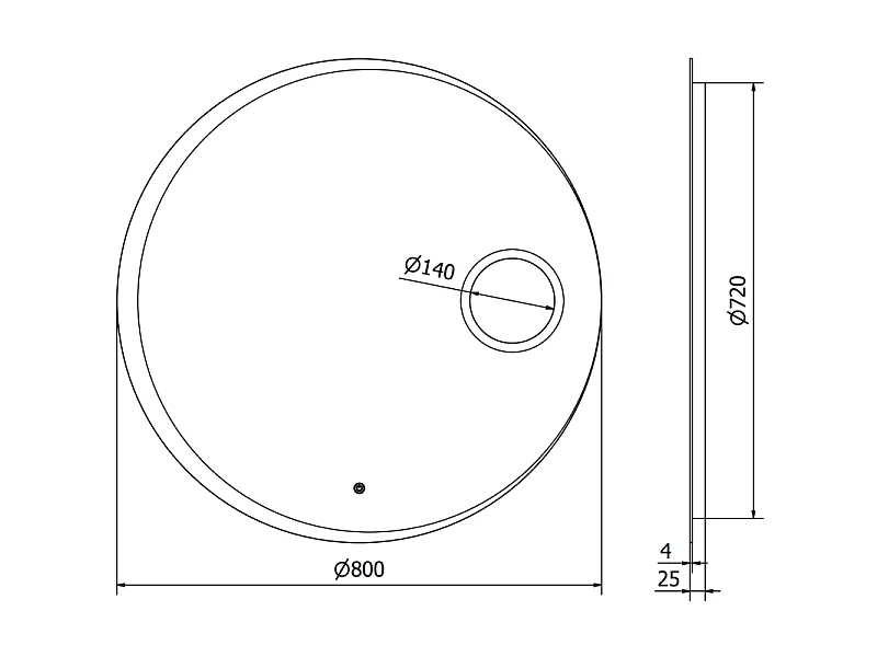 Mexen Ella miroir de salle de bain éclairé avec miroir cosmétique, rond 80 cm, LED 6000K, antibuée - 9811-080-080-611-00