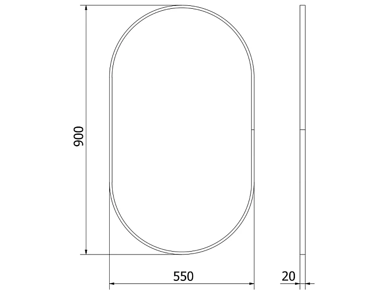 Mexen Loft lustro łazienkowe owalne 90 x 55 cm, rama czarna - 9851-090-055-000-70