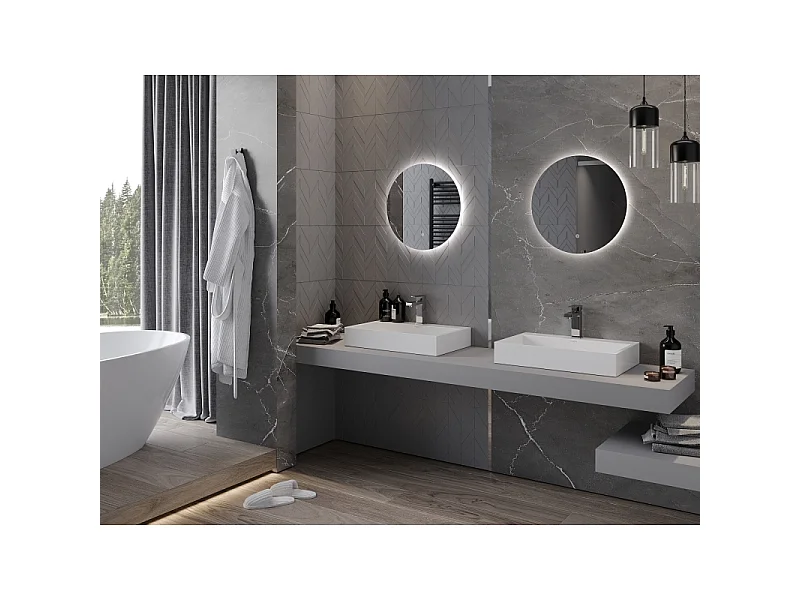 Mexen Erg miroir de salle de bains éclairé, rond 50 cm, LED 6000K, anti-buée - 9823-050-050-611-00