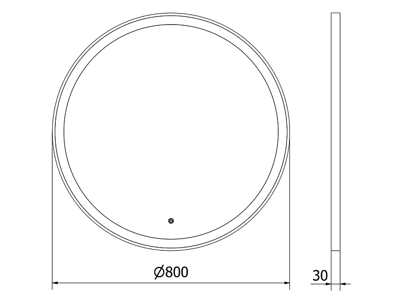 Mexen Esso miroir de salle de bain éclairé, rond 80 cm, LED 6000K, anti-buée, cadre noir - 9825-080-080-611-70