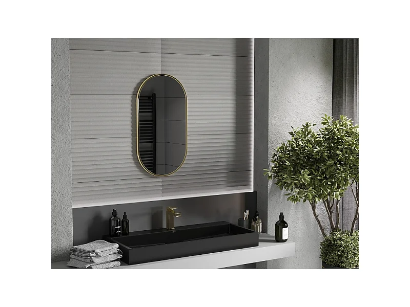 Mexen Loft oval Spiegel für das Badezimmer 75 x 40 cm, goldener Rahmen - 9851-075-040-000-50