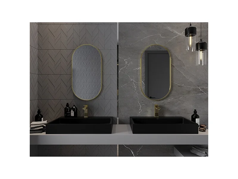 Mexen Loft oval Spiegel für das Badezimmer 75 x 40 cm, goldener Rahmen - 9851-075-040-000-50