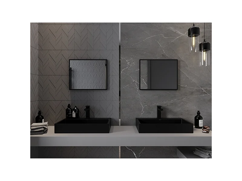 Mexen Loft miroir de salle de bain rectangulaire 50 x 40 cm, cadre noir - 9852-050-040-000-70