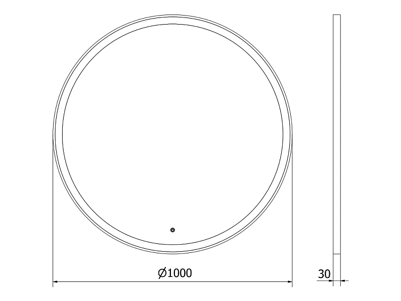 Mexen Esso miroir de salle de bain éclairé, rond 100 cm, LED 6000K, anti-buée, cadre noir - 9825-100-100-611-70