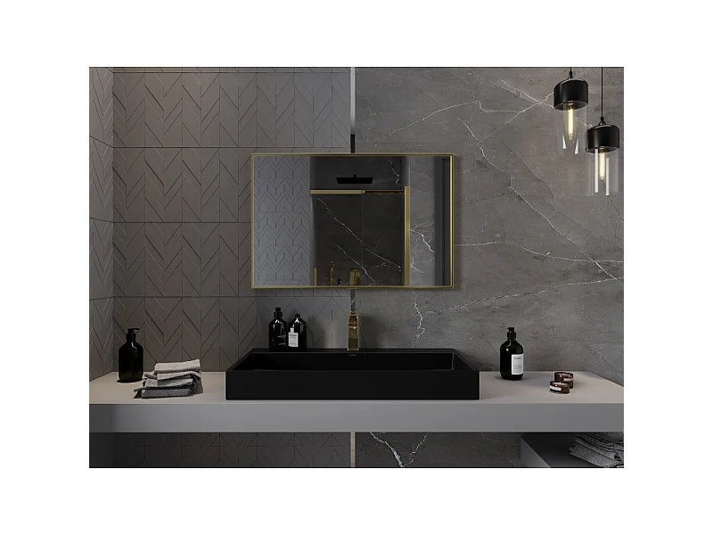 Mexen Loft bathroom mirror rectangular 90 x 60 cm, gold frame - 9852-090-060-000-50