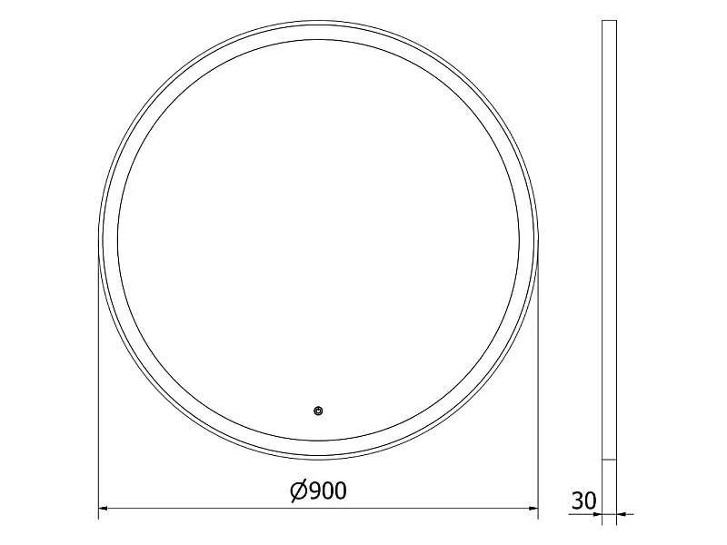 Mexen Esso miroir de salle de bain éclairé, rond 90 cm, LED 6000K, anti-buée, cadre noir - 9825-090-090-611-70