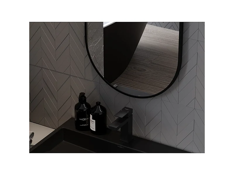 Mexen Loft Bathroom Oval Mirror 80 x 45 cm, Black Frame - 9851-080-045-000-70
