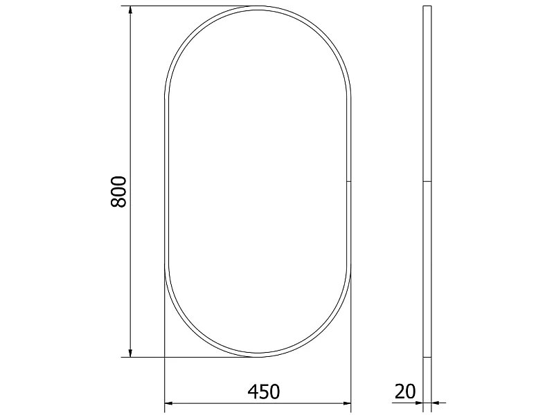 Mexen Loft Bathroom Oval Mirror 80 x 45 cm, Black Frame - 9851-080-045-000-70