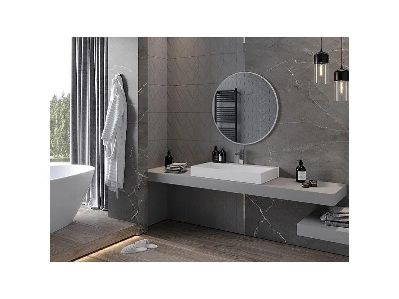 Mexen Loft round bathroom mirror 80 cm, white frame - 9850-080-080-000-20