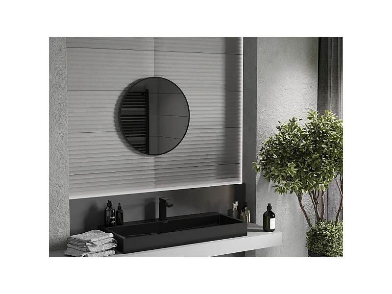 Mexen Loft runder Badezimmerspiegel 65 cm, schwarzer Rahmen - 9850-065-065-000-70