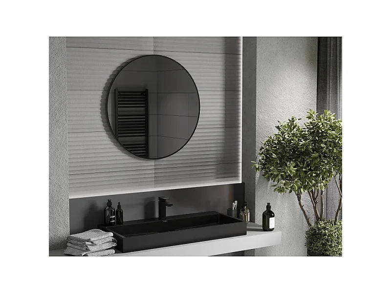 Mexen Loft Rundes Badezimmerspiegel 85 cm, schwarzer Rahmen - 9850-085-085-000-70