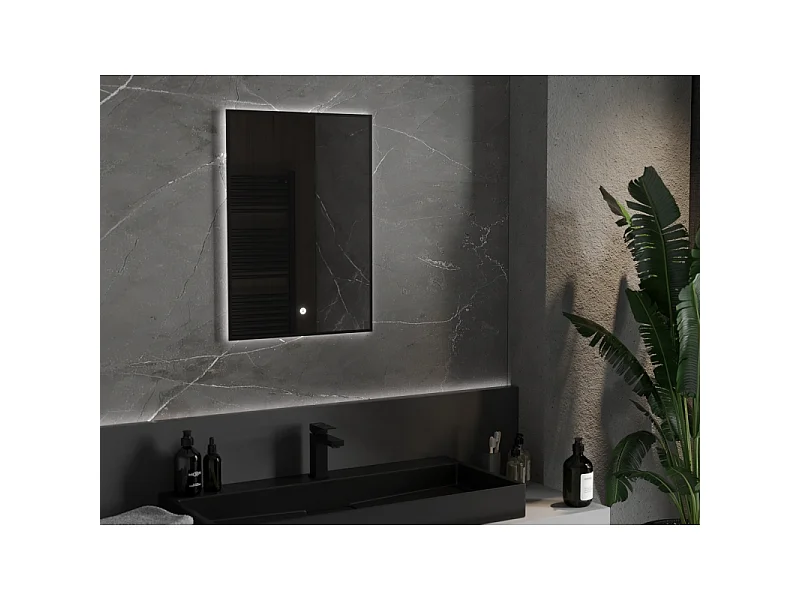 Mexen Erma miroir de salle de bain éclairé 50 x 70 cm, LED 6000K, antibuée, cadre noir - 9814-050-070-611-70