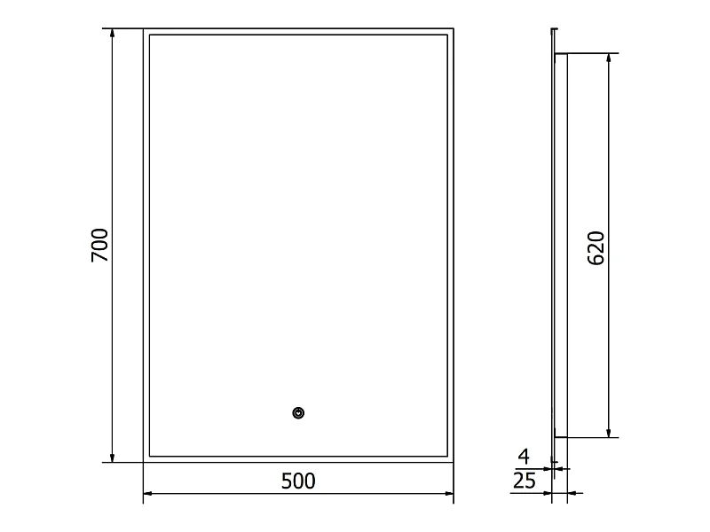 Mexen Erma miroir de salle de bain éclairé 50 x 70 cm, LED 6000K, antibuée, cadre noir - 9814-050-070-611-70