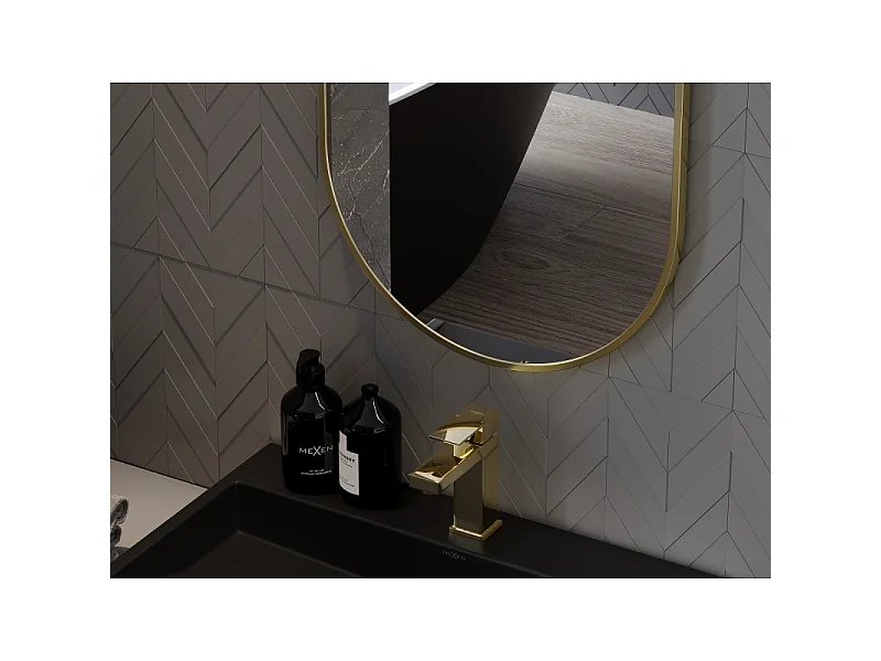 Mexen Loft ovale Badezimmerspiegel 80 x 40 cm, goldener Rahmen - 9851-080-040-000-50