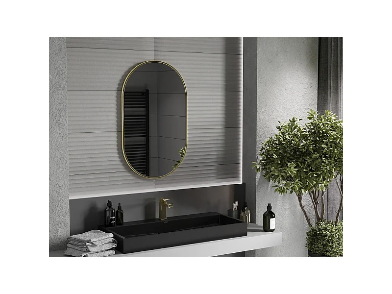Mexen Loft Ovaler Badezimmer Spiegel 90 x 55 cm, goldener Rahmen - 9851-090-055-000-50