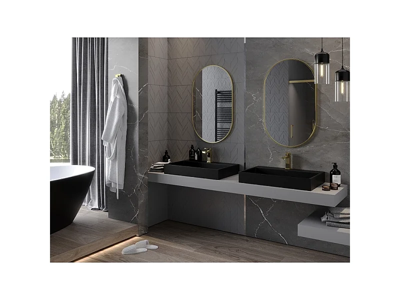 Mexen Loft Ovaler Badezimmer Spiegel 90 x 55 cm, goldener Rahmen - 9851-090-055-000-50