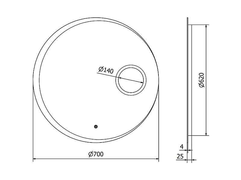 Mexen Ella miroir de salle de bain rétroéclairé avec miroir cosmétique, rond 70 cm, LED 6000K, anti-buée
